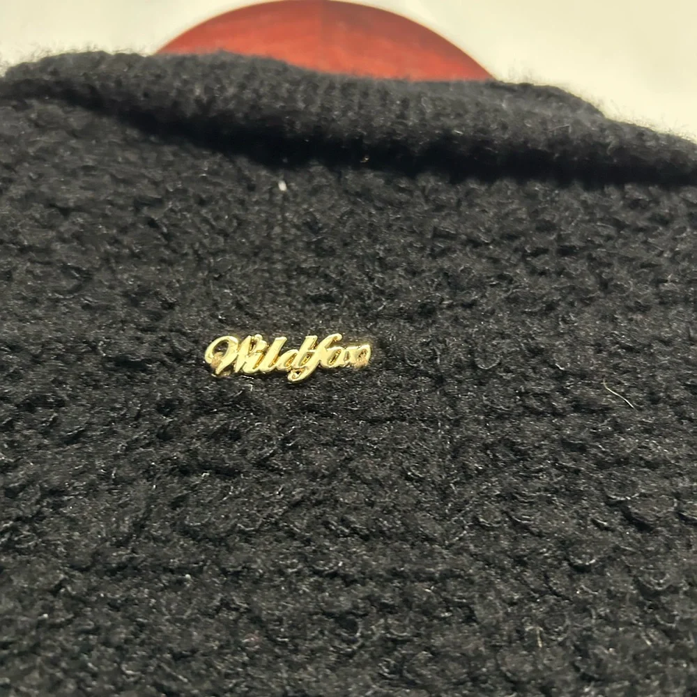 Wildfox White Label Varsity Slouchy Letterman Cardigan RARE sz Large Black - Picture 6 of 9
